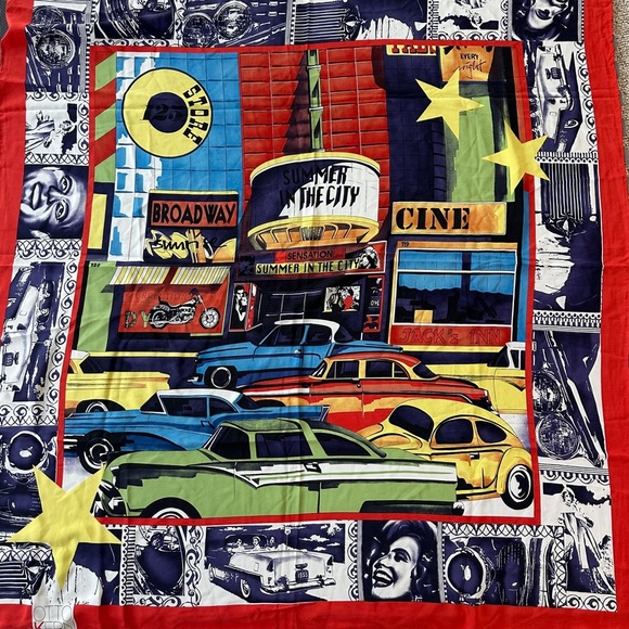 Otto Kern Designer Red Large Silk Scarf | Retro Pop Art Print Broadway Art - Picture 1 of 10